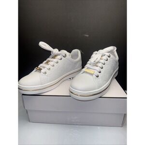 Guess Stasey 4G Logo Lace Up‎ Leather Womens Sneakers In White US 6.5 M